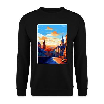 Edinburgh Schottland Großbritannien Reiseposter Souvenir WPA - Unisex Pullover - Schwarz - Vorne - Alina (178cm) & Michal (187cm)
