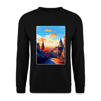 Edinburgh Schottland Großbritannien Reiseposter Souvenir WPA - Unisex Pullover - Schwarz - Vorne - Alina (178cm) & Michal (187cm)