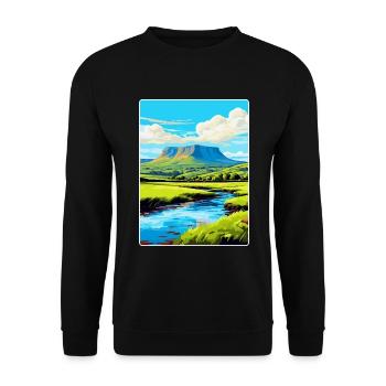 Brecon Beacons Wales Uk Travel Poster Souvenir WPA - Unisex Sweatshirt - black - Front - Alina (178cm) & Michal (187cm)