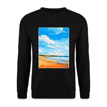 Constantine Bay, Cornwall, England, Vereinigtes Königreich, Reiseposter - Unisex Pullover - Schwarz - Vorne - Alina (178cm) & Michal (187cm)