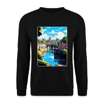 Knaresborough Angleterre Royaume-Uni Affiche de voyage souvenir - Sweat-shirt Unisexe - noir - Devant - Alina (178cm) & Michal (187cm)