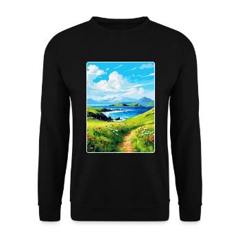 Isle Of Canna Schottland Großbritannien Reise Poster Souvenir - Unisex Pullover - Schwarz - Vorne - Alina (178cm) & Michal (187cm)
