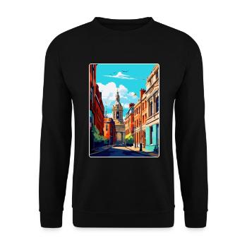 Leeds England Uk Vintage Travel Poster Souvenir - Unisex Sweatshirt - black - Front - Alina (178cm) & Michal (187cm)