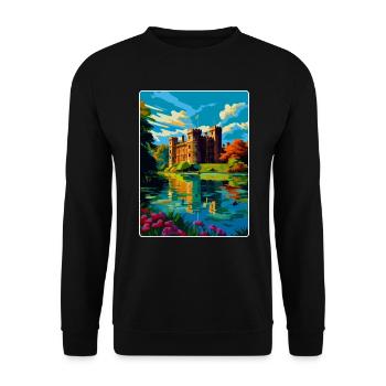 Hever Castle England Uk Reise Poster Souvenir WPA - Unisex Pullover - Schwarz - Vorne - Alina (178cm) & Michal (187cm)