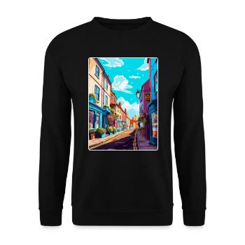 Frome England Uk Vintage Reise Poster Souvenir - Unisex Pullover - Schwarz - Vorne - Alina (178cm) & Michal (187cm)
