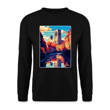 Durham England Uk Vintage Reiseposter Souvenir - Unisex Pullover - Schwarz - Vorne - Alina (178cm) & Michal (187cm)