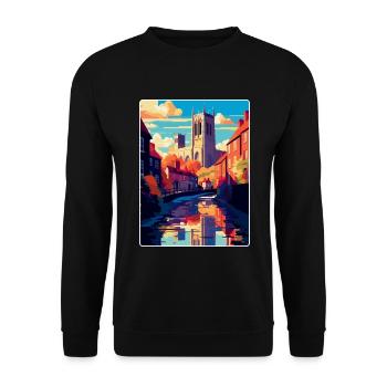 Durham Angleterre Royaume-Uni Affiche de voyage vintage souvenir - Sweat-shirt Unisexe - noir - Devant - Alina (178cm) & Michal (187cm)