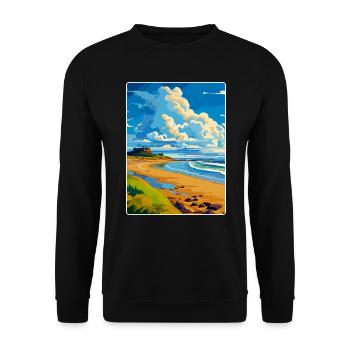 Northumberland Küste Anob Reise Poster Souvenir - Unisex Pullover - Schwarz - Vorne - Alina (178cm) & Michal (187cm)