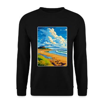 Northumberland Coast Anob Travel Poster Souvenir - Unisex Sweatshirt - black - Front - Alina (178cm) & Michal (187cm)