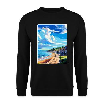 Lyme Regis England Uk Reise Poster Souvenir WPA - Unisex Pullover - Schwarz - Vorne - Alina (178cm) & Michal (187cm)