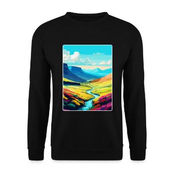 Brecon Beacons Wales Uk Travel Poster Souvenir WPA - Unisex Sweatshirt - black - Front - Alina (178cm) & Michal (187cm)
