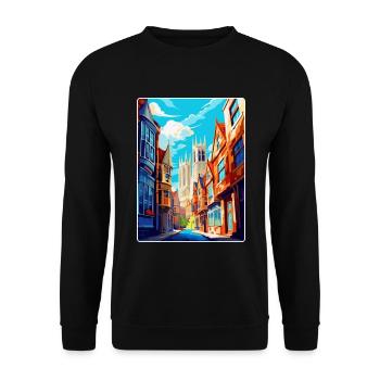York Angleterre Royaume-Uni Affiche de voyage vintage Souvenir WPA - Sweat-shirt Unisexe - noir - Devant - Alina (178cm) & Michal (187cm)