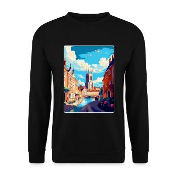 Exeter England Uk Vintage Reiseposter Souvenir - Unisex Pullover - Schwarz - Vorne - Alina (178cm) & Michal (187cm)