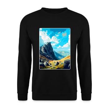 Glyder Fach Pays de Galles Royaume-Uni Affiche de voyage vintage WPA Art - Sweat-shirt Unisexe - noir - Devant - Alina (178cm) & Michal (187cm)