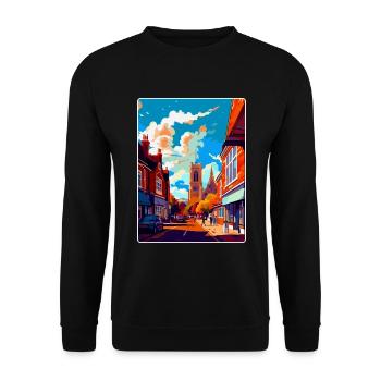 Guildford Angleterre Royaume-Uni Affiche de voyage vintage WPA Art - Sweat-shirt Unisexe - noir - Devant - Alina (178cm) & Michal (187cm)