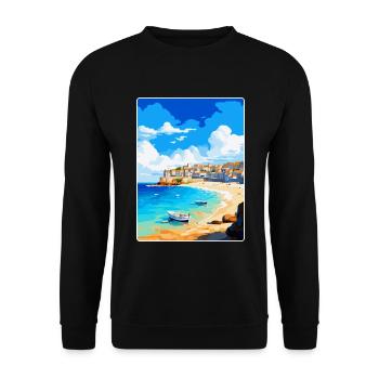 St Ives Cornwall England Vereinigtes Königreich Vintage Reiseposter - Unisex Pullover - Schwarz - Vorne - Alina (178cm) & Michal (187cm)