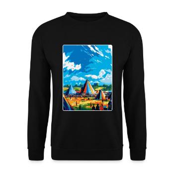 Glastonbury England Uk Vintage Reiseposter WPA - Unisex Pullover - Schwarz - Vorne - Alina (178cm) & Michal (187cm)
