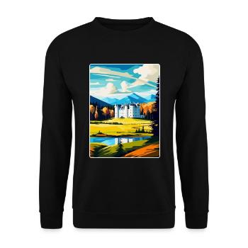 Blair Castle Écosse Royaume-Uni Affiche de voyage vintage WPA - Sweat-shirt Unisexe - noir - Devant - Alina (178cm) & Michal (187cm)