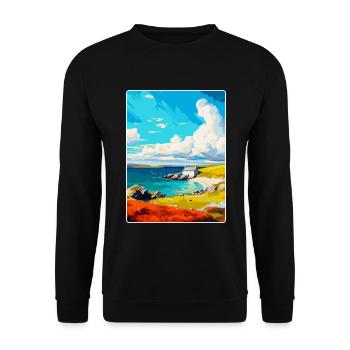 Shetland Écosse Royaume-Uni Affiche de voyage vintage WPA Art - Sweat-shirt Unisexe - noir - Devant - Alina (178cm) & Michal (187cm)