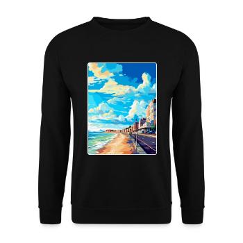 Hove England Uk Vintage Reiseplakat Souvenir WPA - Unisex Pullover - Schwarz - Vorne - Alina (178cm) & Michal (187cm)