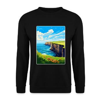 Bempton Cliffs England Uk Vintage Reiseposter - Unisex Pullover - Schwarz - Vorne - Alina (178cm) & Michal (187cm)