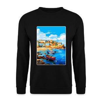St Ives England Uk Vintage Reiseplakat Souvenir - Unisex Pullover - Schwarz - Vorne - Alina (178cm) & Michal (187cm)