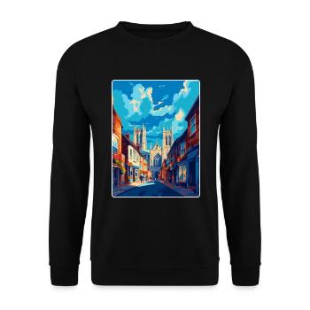 York Angleterre Royaume-Uni Affiche de voyage vintage Souvenir WPA - Sweat-shirt Unisexe - noir - Devant - Alina (178cm) & Michal (187cm)