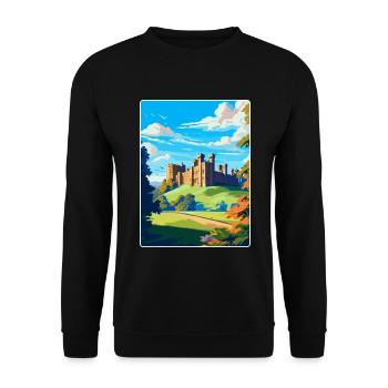 Alnwick Castle England Uk Vintage Travel Poster - Unisex Sweatshirt - black - Front - Alina (178cm) & Michal (187cm)