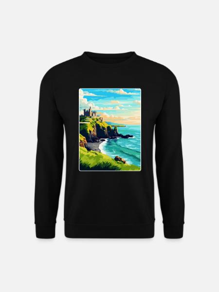 Dunluce Castle Irland Uk Vintage Reiseplakat - Unisex Pullover - Schwarz