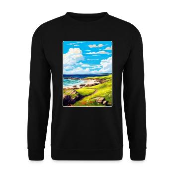 Isle Of Coll Schottland UK Vintage Reiseposter WPA - Unisex Pullover - Schwarz - Vorne - Alina (178cm) & Michal (187cm)