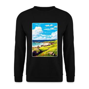 Isle Of Coll Schottland UK Vintage Reiseposter WPA - Unisex Pullover - Schwarz - Vorne - Alina (178cm) & Michal (187cm)