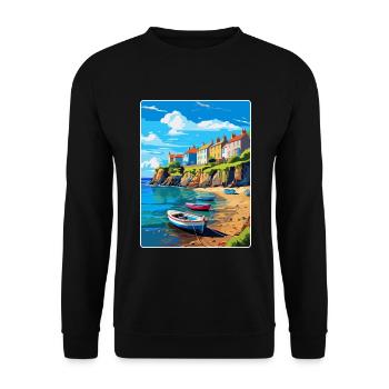 New Quay Wales Uk Vintage Travel Poster Souvenir - Unisex Sweatshirt - black - Front - Alina (178cm) & Michal (187cm)