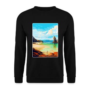 Isle Of Lewis Schottland Vereinigtes Königreich Vintage Reiseposter - Unisex Pullover - Schwarz - Vorne - Alina (178cm) & Michal (187cm)