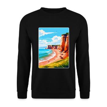 Torquay Cliffs England Uk Vintage Reiseposter - Unisex Pullover - Schwarz - Vorne - Alina (178cm) & Michal (187cm)