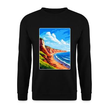 Torquay Cliffs England Uk Vintage Reiseposter - Unisex Pullover - Schwarz - Vorne - Alina (178cm) & Michal (187cm)