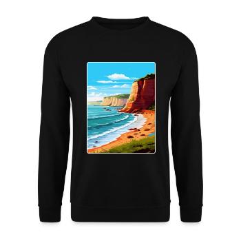 Torquay Cliffs England Uk Vintage Reiseposter - Unisex Pullover - Schwarz - Vorne - Alina (178cm) & Michal (187cm)
