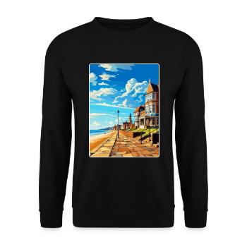 Herne Bay Angleterre Royaume-Uni Affiche de voyage vintage WPA Art - Sweat-shirt Unisexe - noir - Devant - Alina (178cm) & Michal (187cm)