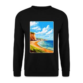 Torquay Cliffs England Uk Vintage Reiseposter - Unisex Pullover - Schwarz - Vorne - Alina (178cm) & Michal (187cm)