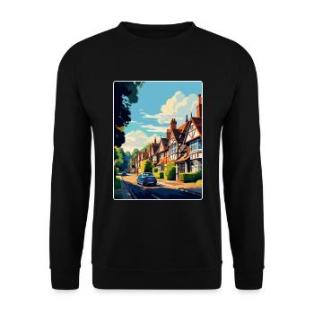 Lindfield Angleterre Royaume-Uni Affiche de voyage vintage WPA Art - Sweat-shirt Unisexe - noir - Devant - Alina (178cm) & Michal (187cm)