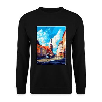 Ostrava Czech Republic Vintage Travel Poster WPA - Unisex Sweatshirt - black - Front - Alina (178cm) & Michal (187cm)
