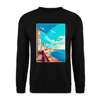 Cádiz Spanien Vintage Reiseplakat WPA Kunst Souvenir - Unisex Pullover - Schwarz - Vorne - Alina (178cm) & Michal (187cm)