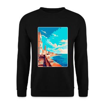 Cadix Espagne Affiche de voyage vintage WPA Art Souvenir - Sweat-shirt Unisexe - noir - Devant - Alina (178cm) & Michal (187cm)