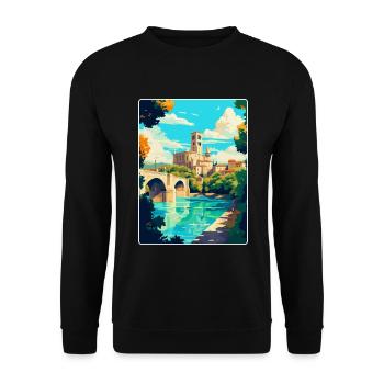 Avignon Frankreich Vintage Reiseplakat Souvenir WPA - Unisex Pullover - Schwarz - Vorne - Alina (178cm) & Michal (187cm)