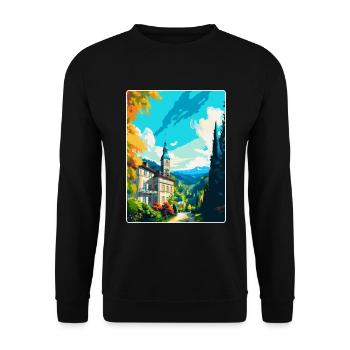 Baden Baden Allemagne Affiche de voyage vintage souvenir - Sweat-shirt Unisexe - noir - Devant - Alina (178cm) & Michal (187cm)
