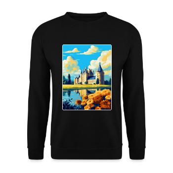 Vallée de la Loire France Affiche de voyage vintage souvenir - Sweat-shirt Unisexe - noir - Devant - Alina (178cm) & Michal (187cm)