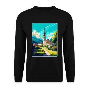Hallein Autriche Affiche de voyage vintage souvenir WPA - Sweat-shirt Unisexe - noir - Devant - Alina (178cm) & Michal (187cm)