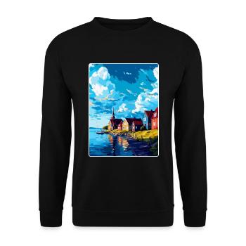 Trelleborg Suède Affiche de voyage vintage souvenir - Sweat-shirt Unisexe - noir - Devant - Alina (178cm) & Michal (187cm)