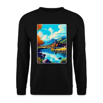 Killarney Nationalpark Irland Großbritannien Reiseplakat - Unisex Pullover - Schwarz - Vorne - Alina (178cm) & Michal (187cm)