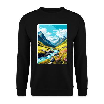 Hohe Tauern Österreich Vintage Reiseplakat Souvenir - Unisex Pullover - Schwarz - Vorne - Alina (178cm) & Michal (187cm)