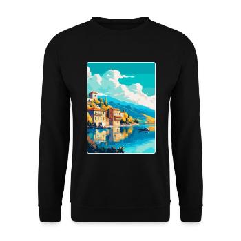 Ioannina Grèce Affiche de voyage vintage Souvenir WPA - Sweat-shirt Unisexe - noir - Devant - Alina (178cm) & Michal (187cm)